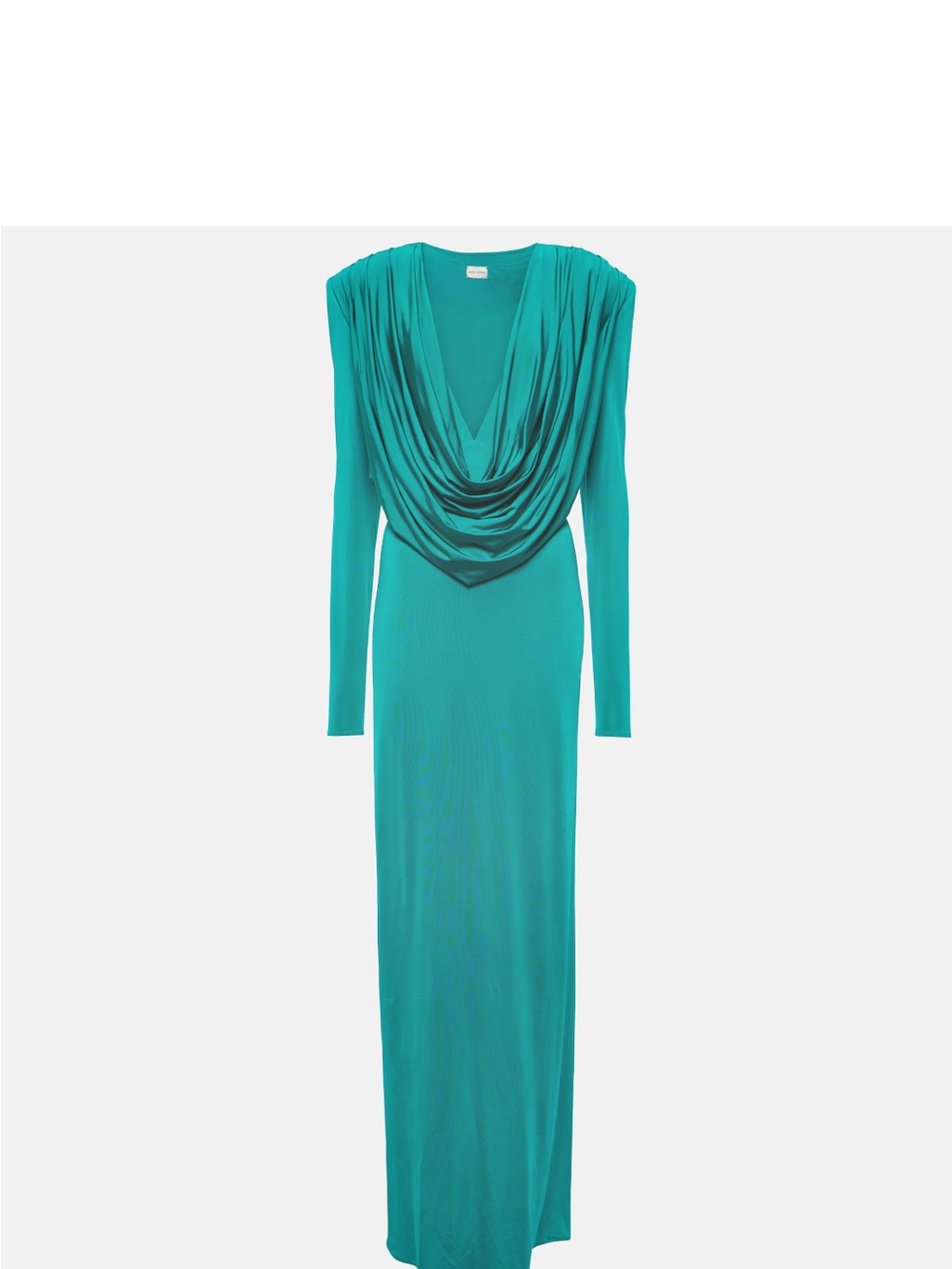 Magda Butrym Teal Cowl-Neck Long-Sleeve Maxi Dress